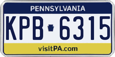 PA license plate KPB6315