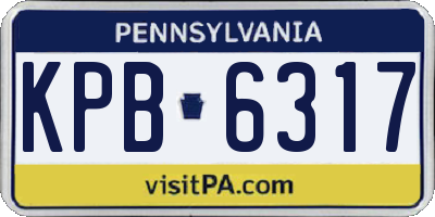PA license plate KPB6317
