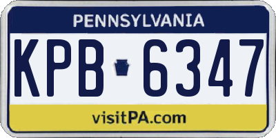 PA license plate KPB6347
