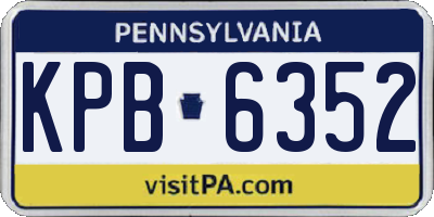 PA license plate KPB6352