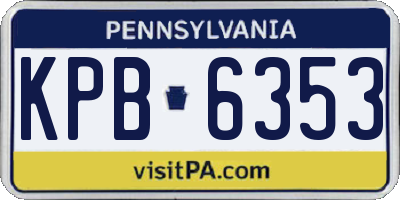 PA license plate KPB6353