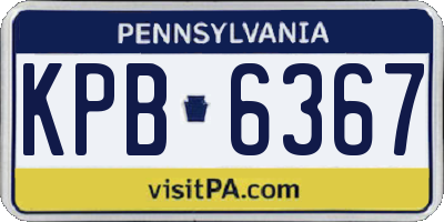 PA license plate KPB6367