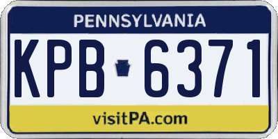 PA license plate KPB6371