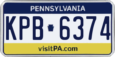 PA license plate KPB6374