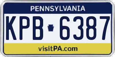 PA license plate KPB6387