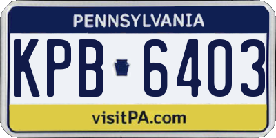 PA license plate KPB6403