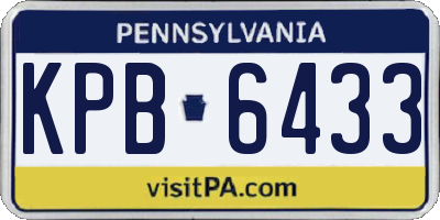 PA license plate KPB6433