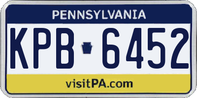 PA license plate KPB6452