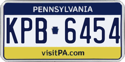 PA license plate KPB6454