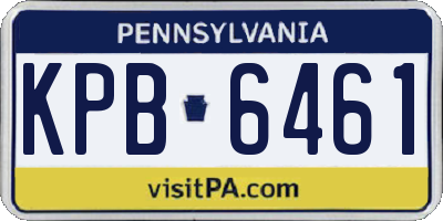 PA license plate KPB6461
