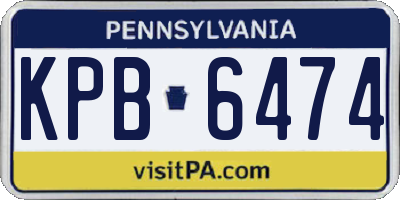 PA license plate KPB6474