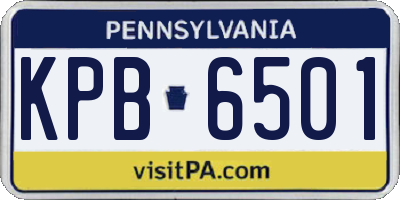 PA license plate KPB6501