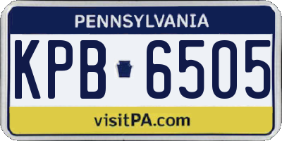 PA license plate KPB6505