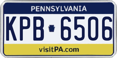 PA license plate KPB6506