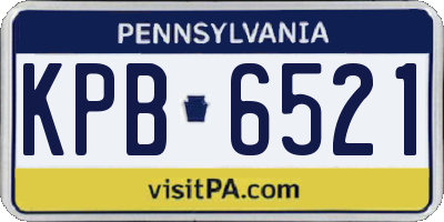 PA license plate KPB6521