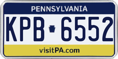 PA license plate KPB6552