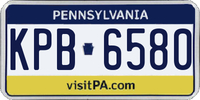 PA license plate KPB6580