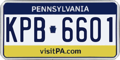 PA license plate KPB6601