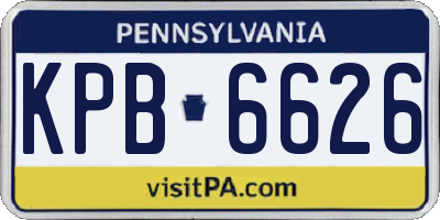 PA license plate KPB6626