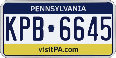 PA license plate KPB6645