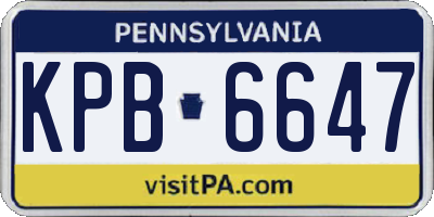 PA license plate KPB6647