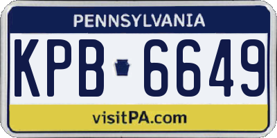 PA license plate KPB6649