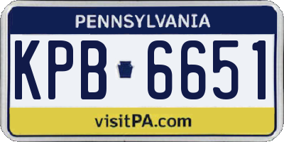 PA license plate KPB6651