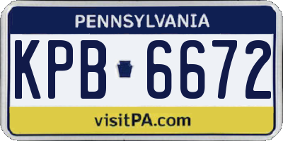 PA license plate KPB6672
