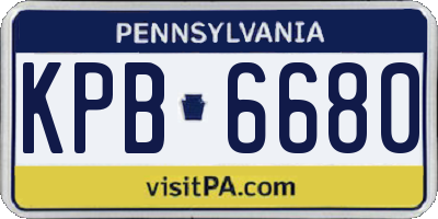PA license plate KPB6680