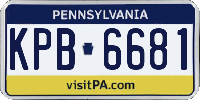 PA license plate KPB6681
