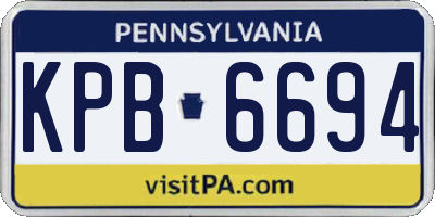 PA license plate KPB6694