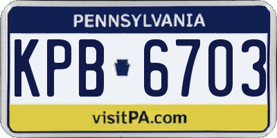 PA license plate KPB6703