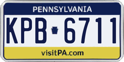 PA license plate KPB6711