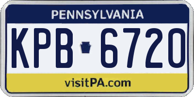 PA license plate KPB6720