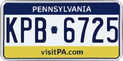 PA license plate KPB6725