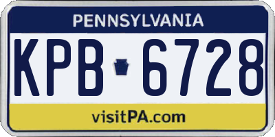 PA license plate KPB6728