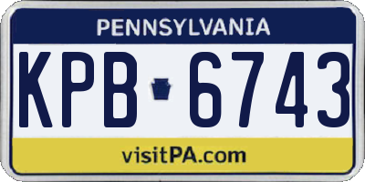 PA license plate KPB6743
