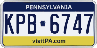 PA license plate KPB6747