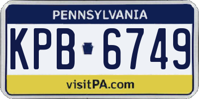 PA license plate KPB6749