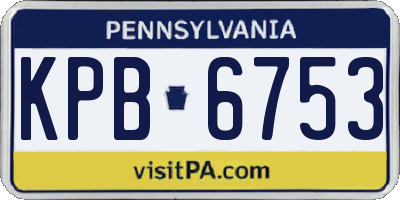 PA license plate KPB6753
