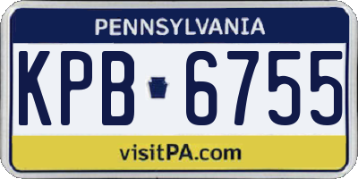 PA license plate KPB6755