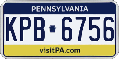 PA license plate KPB6756