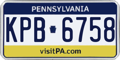 PA license plate KPB6758