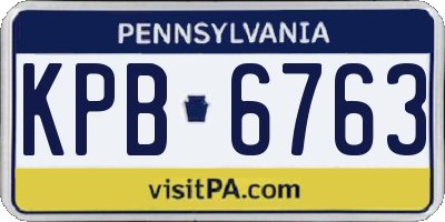 PA license plate KPB6763
