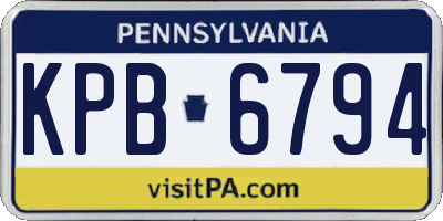 PA license plate KPB6794