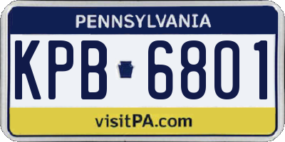 PA license plate KPB6801
