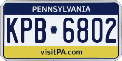 PA license plate KPB6802