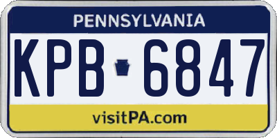 PA license plate KPB6847