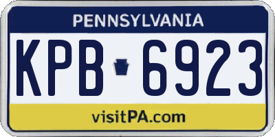 PA license plate KPB6923