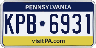 PA license plate KPB6931